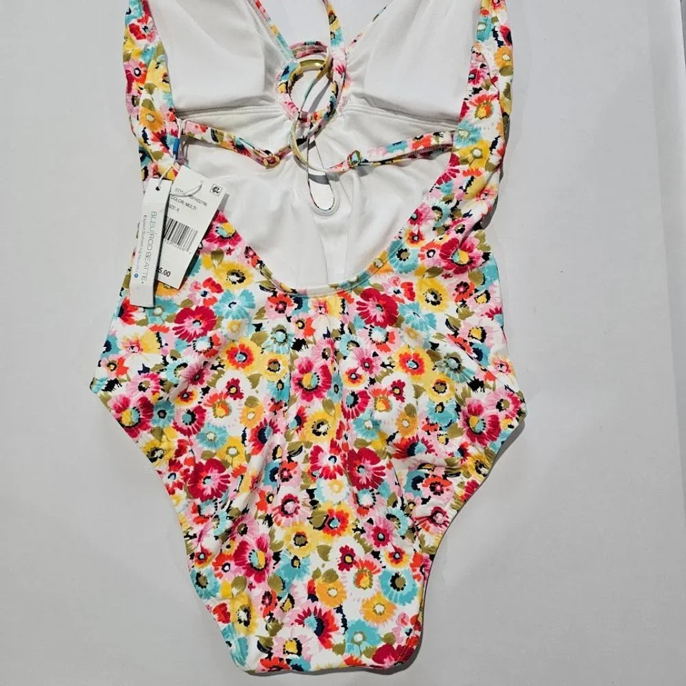 Bleu Rod Beattie Flower Hour Cross-Back One-Piece Size 6 - Picture 8 of 11